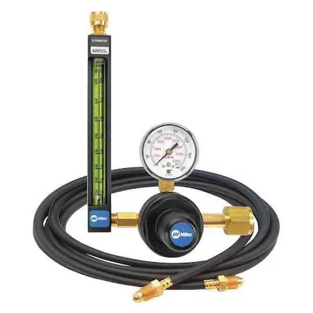 Brass flowmeter regulator with 2 in. gauges and hose