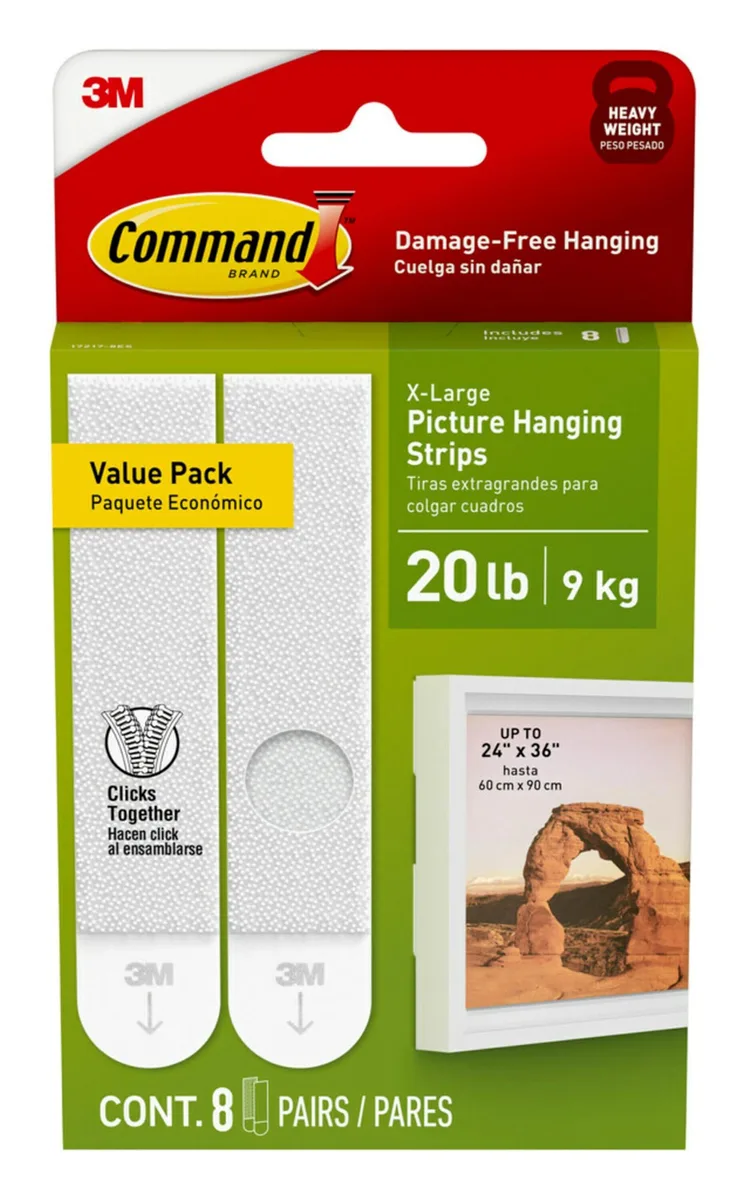  Command 17217-8ES 20 lb X-Large Picture Hanging Strips 16 Strips adhesive — product photo