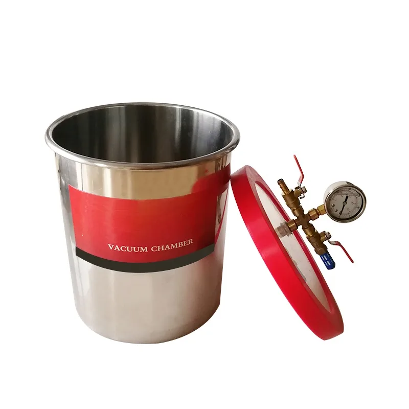 HNZXIB HNZXIB VC-2 2 Gallon Vacuum Chamber Stainless Steel Transparent Lid Gauge — product photo