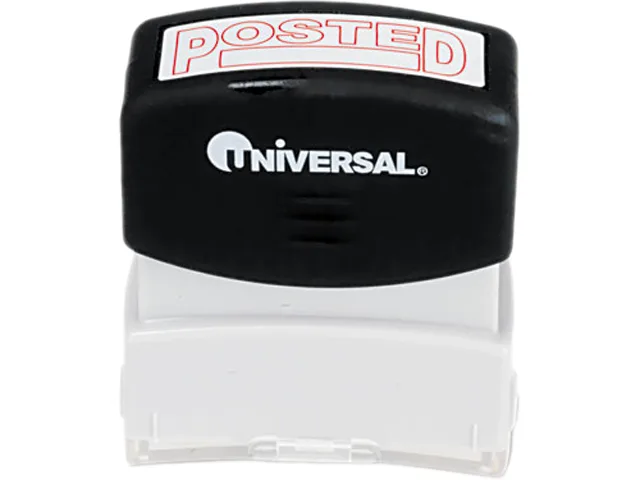 Red rectangular pre-inked stamp with POSTED text