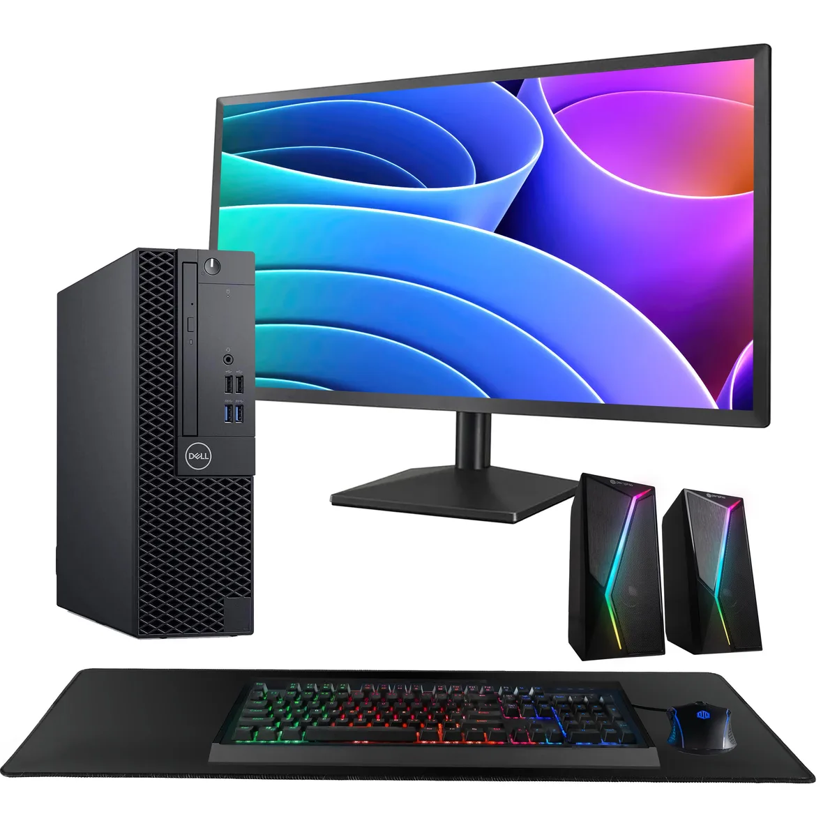 DELL Dell OptiPlex 3060 Desktop PC i5-8500 16GB DDR3 1TB SSD 24" Monitor GeForce 1030 RGB Speaker AX200 WiFi + BT — product photo