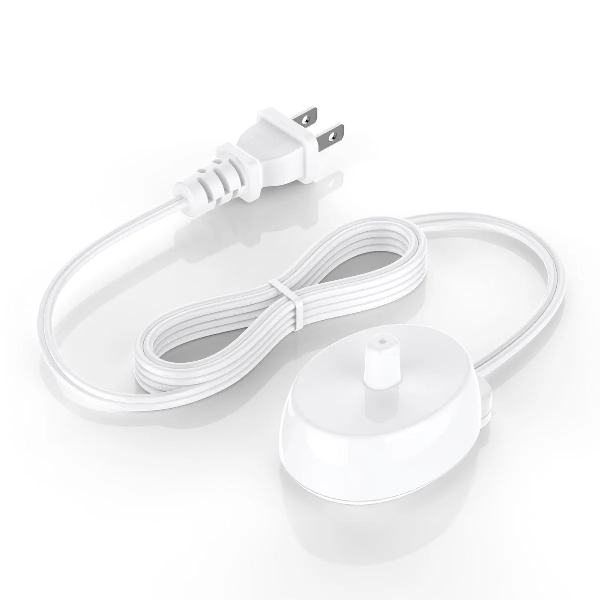 White inductive charger base with 1M power cord, IPX7 waterproof rating