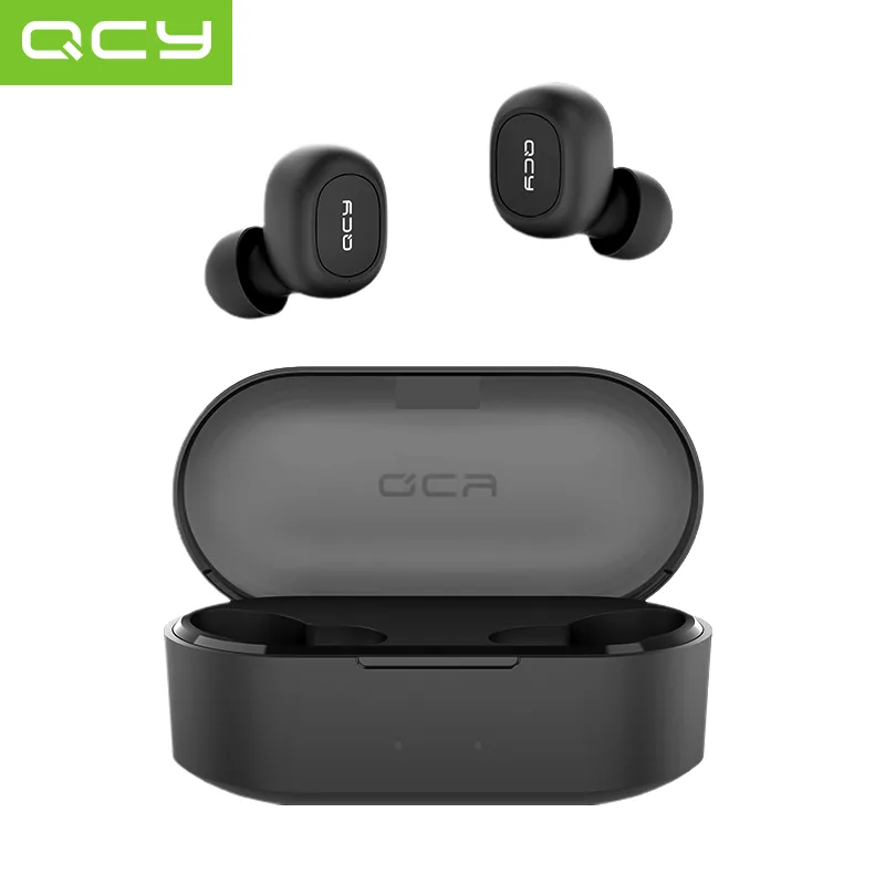 QCY QCY T2C T1S Mini Bluetooth 5.0 headset black 800mAh case — product photo