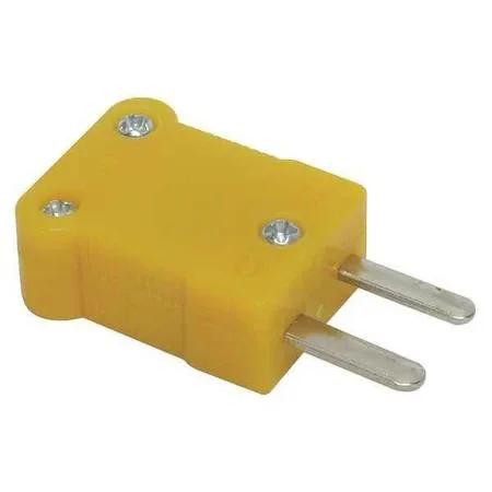 Two yellow plastic mini plugs with flat nickel pins