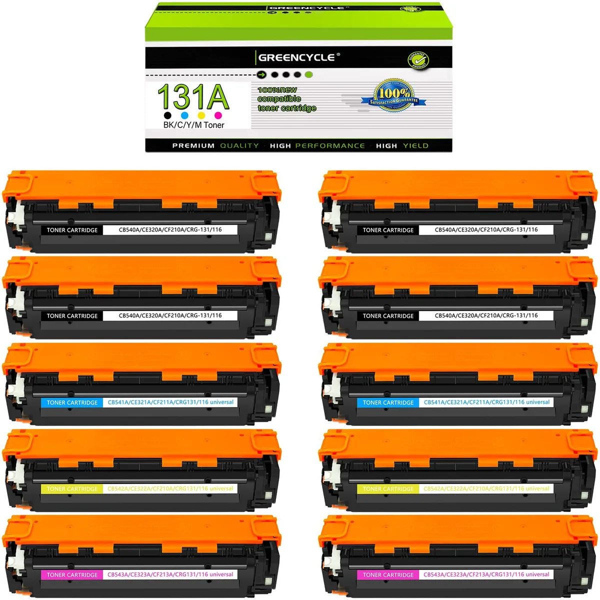 GREENCYCLE GREENCYCLE 131A 10 Pack Toner Cartridge (4 Black 2 Cyan 2 Yellow 2 Magenta) — product photo