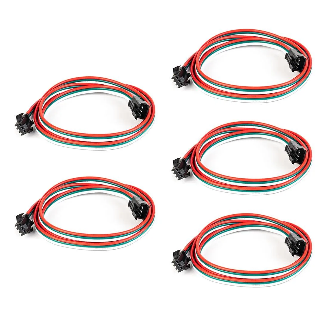 KEHIPI KEHIPI 3 Pin JST SM Male Female 20AWG 0.5m Extension Cable Wire Cap Connectors 5 Pack — product photo