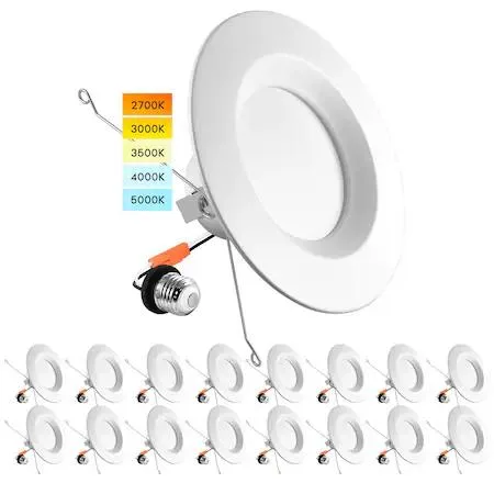 Luxrite Luxrite LR23796 5/6 Inch LED Recessed Lighting 5 CCT 14W 16PK — product photo