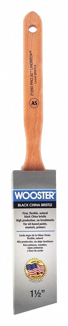 Wooster Brush Company Wooster Z1293 1-1/2" Angle Sash Soft Black China Bristle Paint Brush — product photo