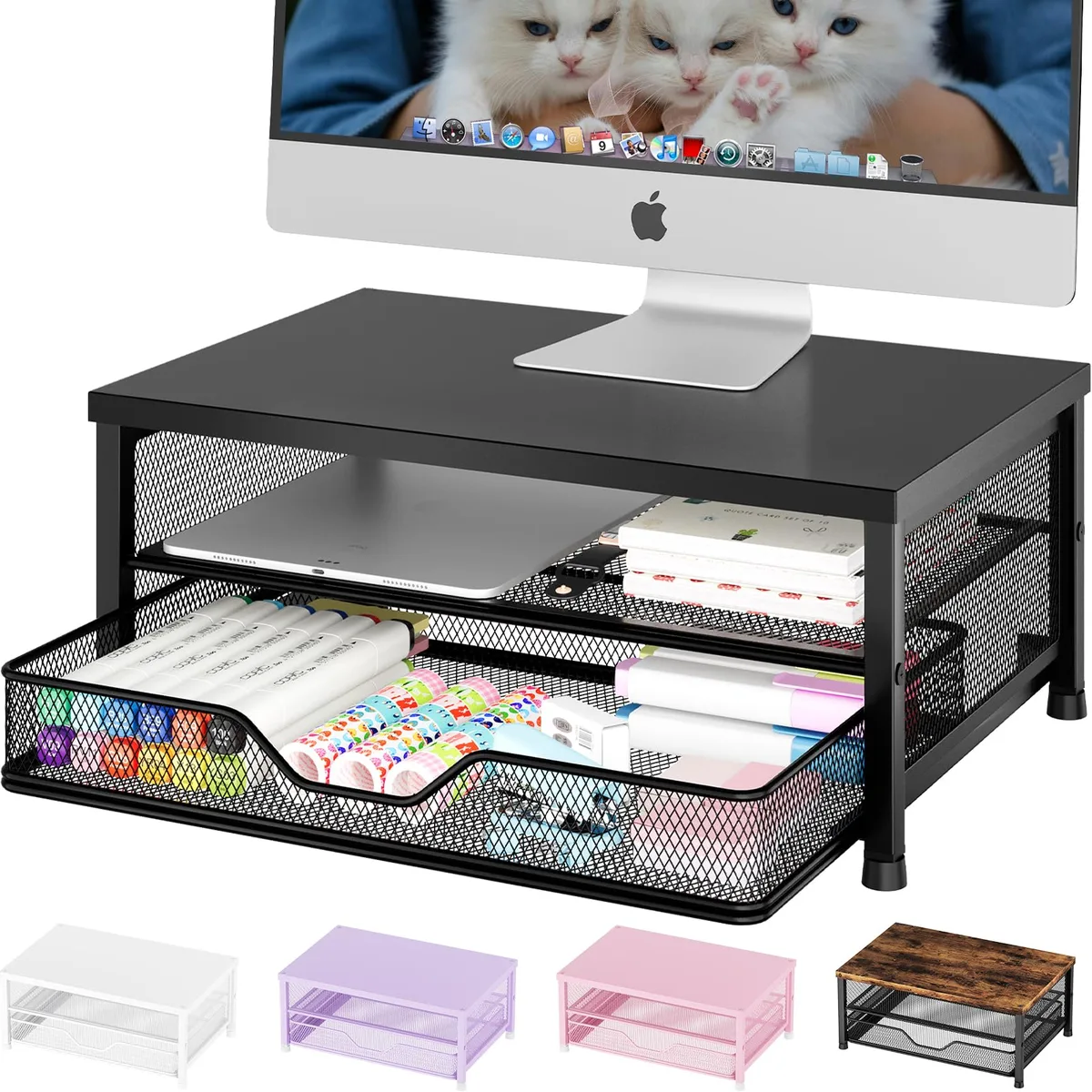 OPNICE Monitor Stand With Drawer Black 14 x 9.1 x 5.6 inches 44 Pounds — product photo