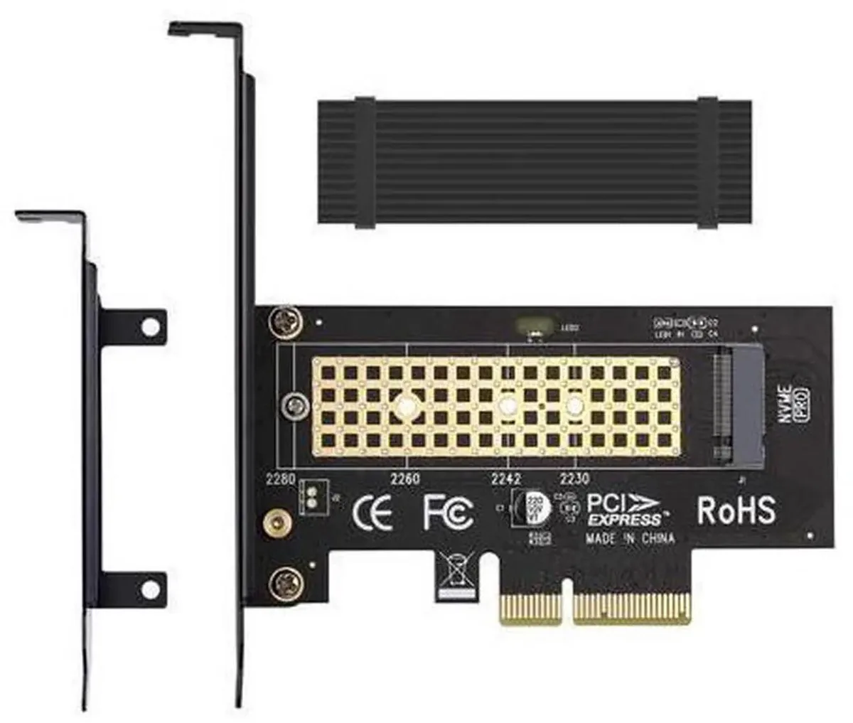 SMUGDESK SMUGDESK M.2 NVMe PCIe 3.0 x4 Adapter with Aluminum Heatsink 2230/2242/2260/2280 — product photo