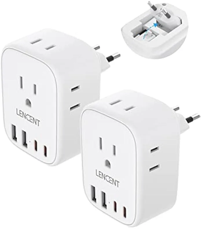 Ksin Ksin 2-pack Type-C foldable power adapter 4 AC 4 USB 2500W 10A 250V 4.2oz 2.3x1.6x3.1in — product photo