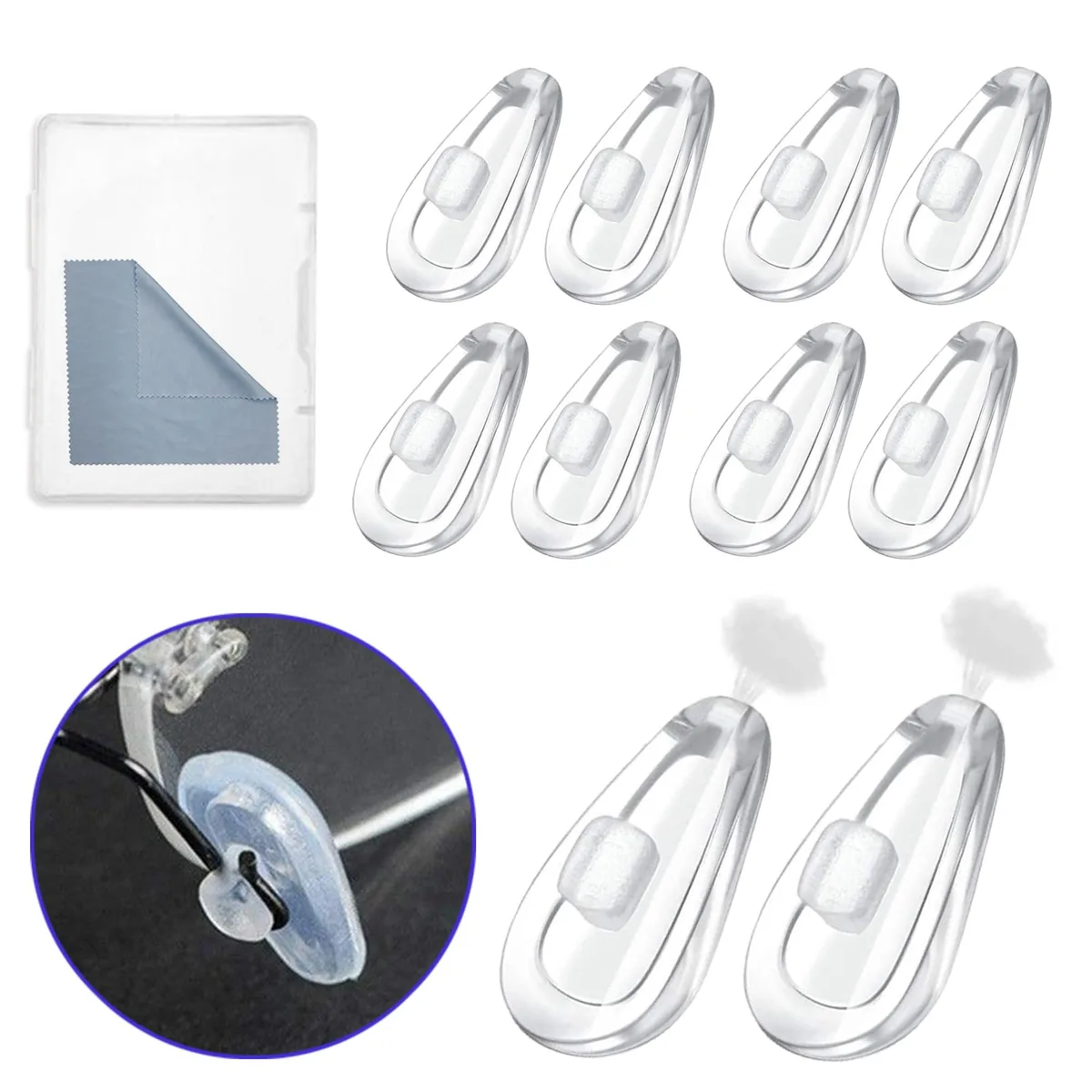  Omnful 42142900 Eyeglass Nose Pads 10 Pairs Clear — product photo