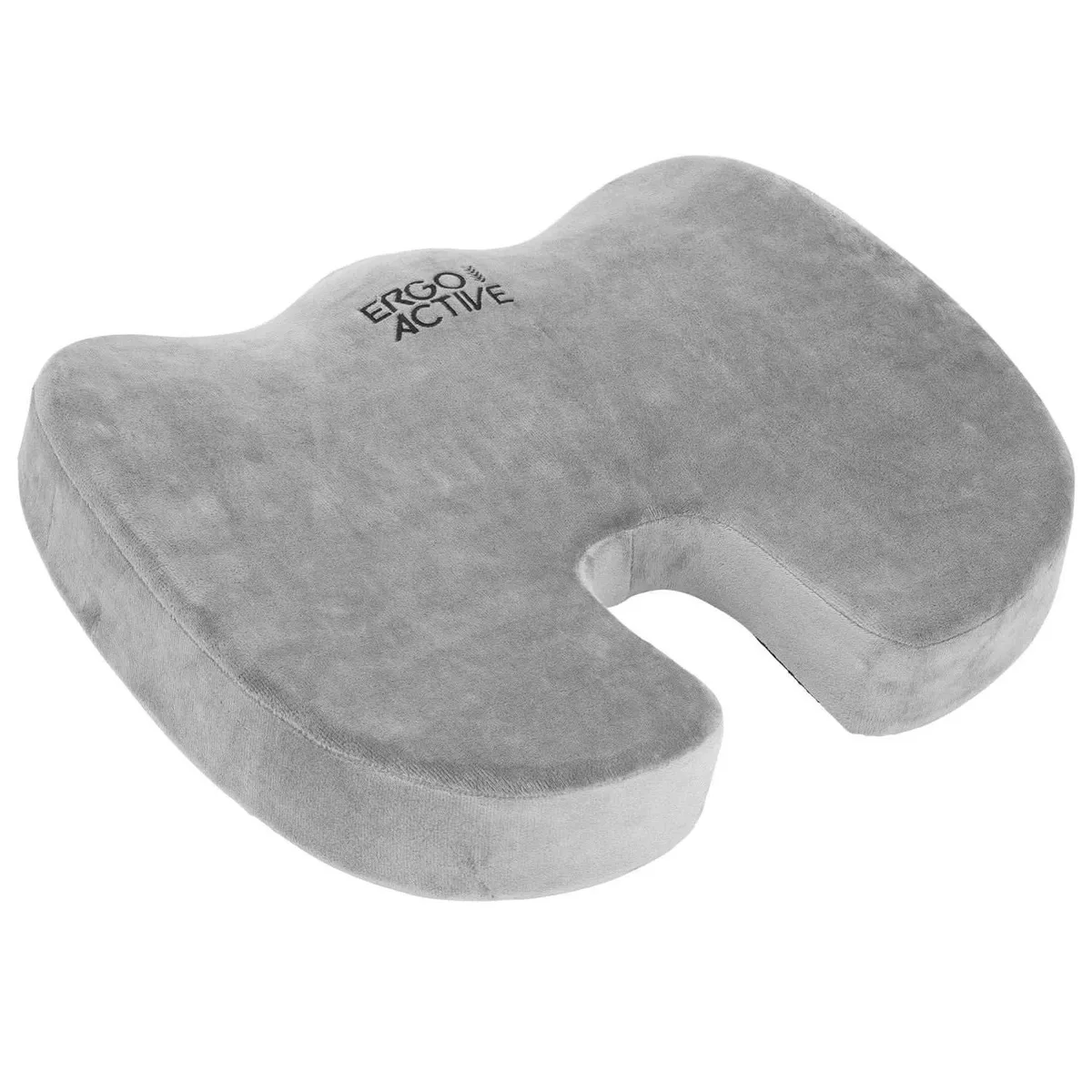 Rectangular charcoal memory-foam seat cushion with washable cover, 17.5 by 13.75 inches