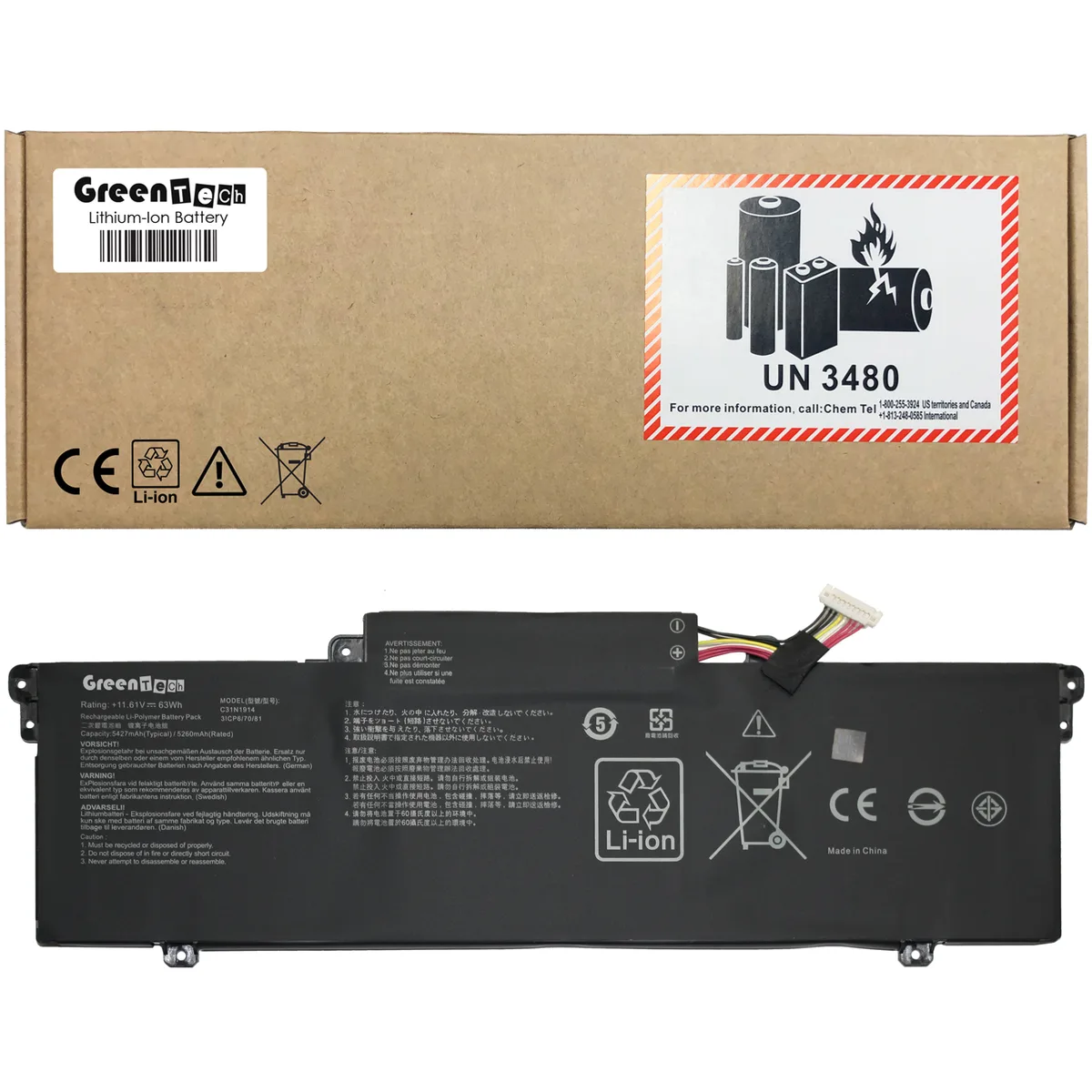 NShi NShi C31N1914 0B200-03730100 63WHR laptop battery — product photo