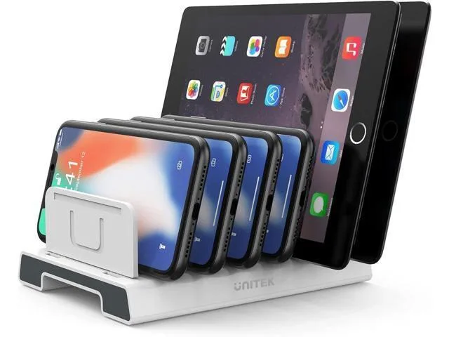 LORDWORLD multi-device organiser dock with adjustable plastic dividers and weighted base