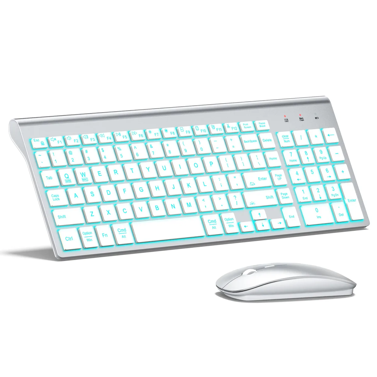 Topmate Topmate Wireless Backlit Keyboard & Mouse Combo Silver White — product photo