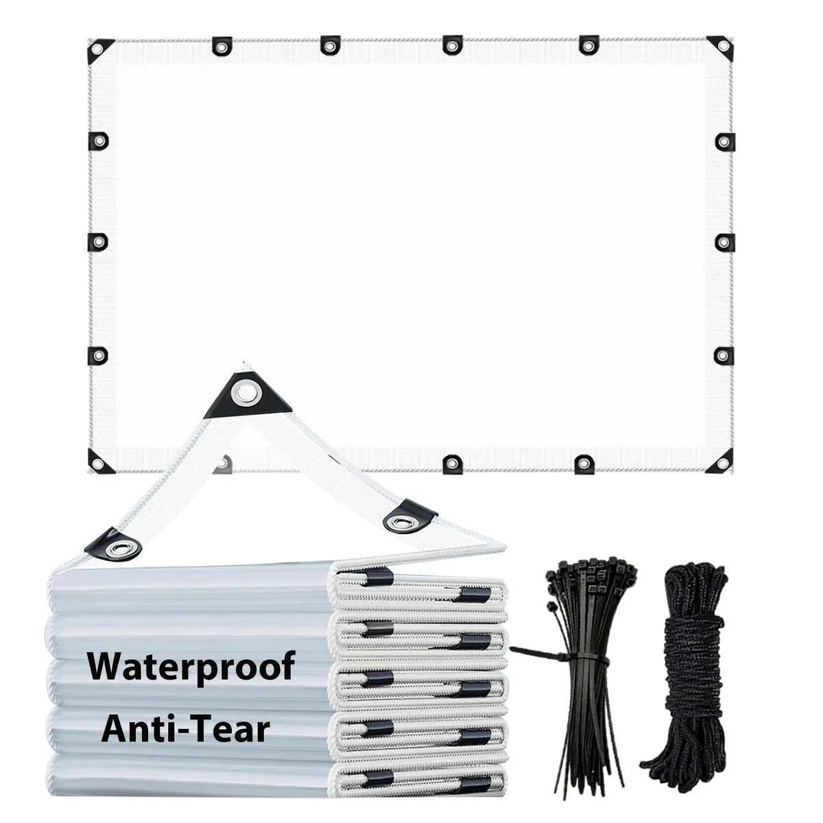 Clear Tarp 4x6ft 8 Mil 90% Transparent Waterproof PE Sheeting with Grommets Rope Zip Ties — product photo