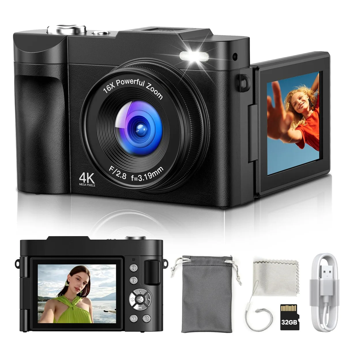  Polaroid PIXPRO A9-Black 50MP 4K 16X Zoom 180° Flip Screen — product photo