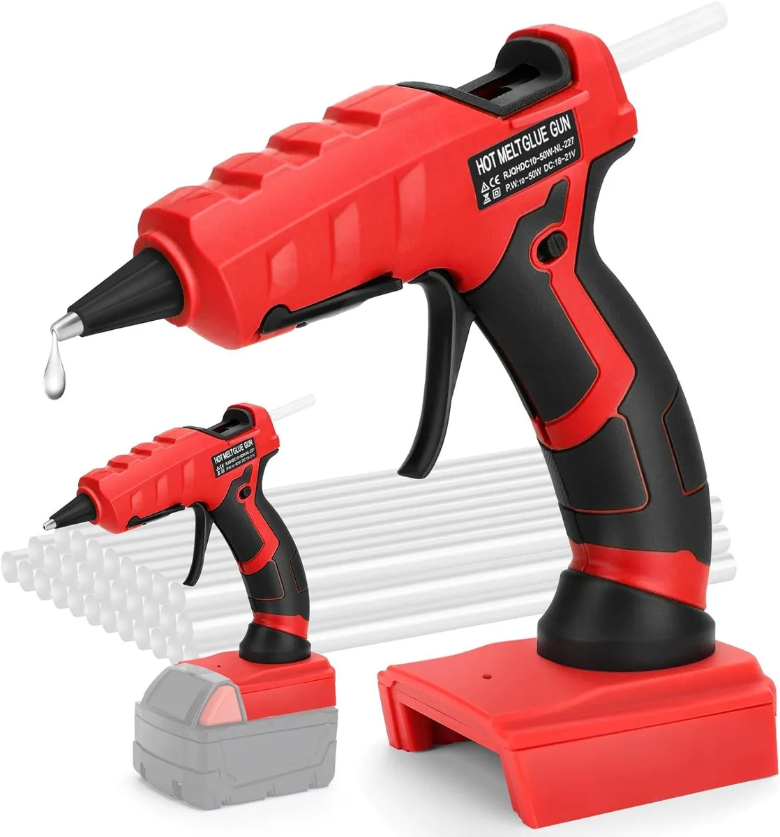 Corn Electronics Corn Electronics Cordless Hot Glue Gun for Milwaukee 18V M18 Battery Kit with 30 Sticks — product photo