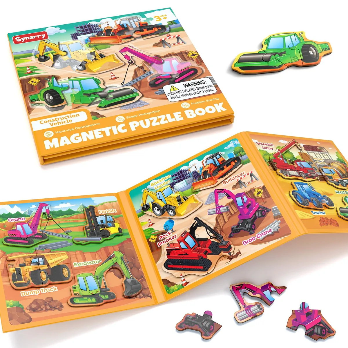  Synarry Construction Vehicle Magnetic Puzzles 12 Pieces Ages 3-5 — product photo
