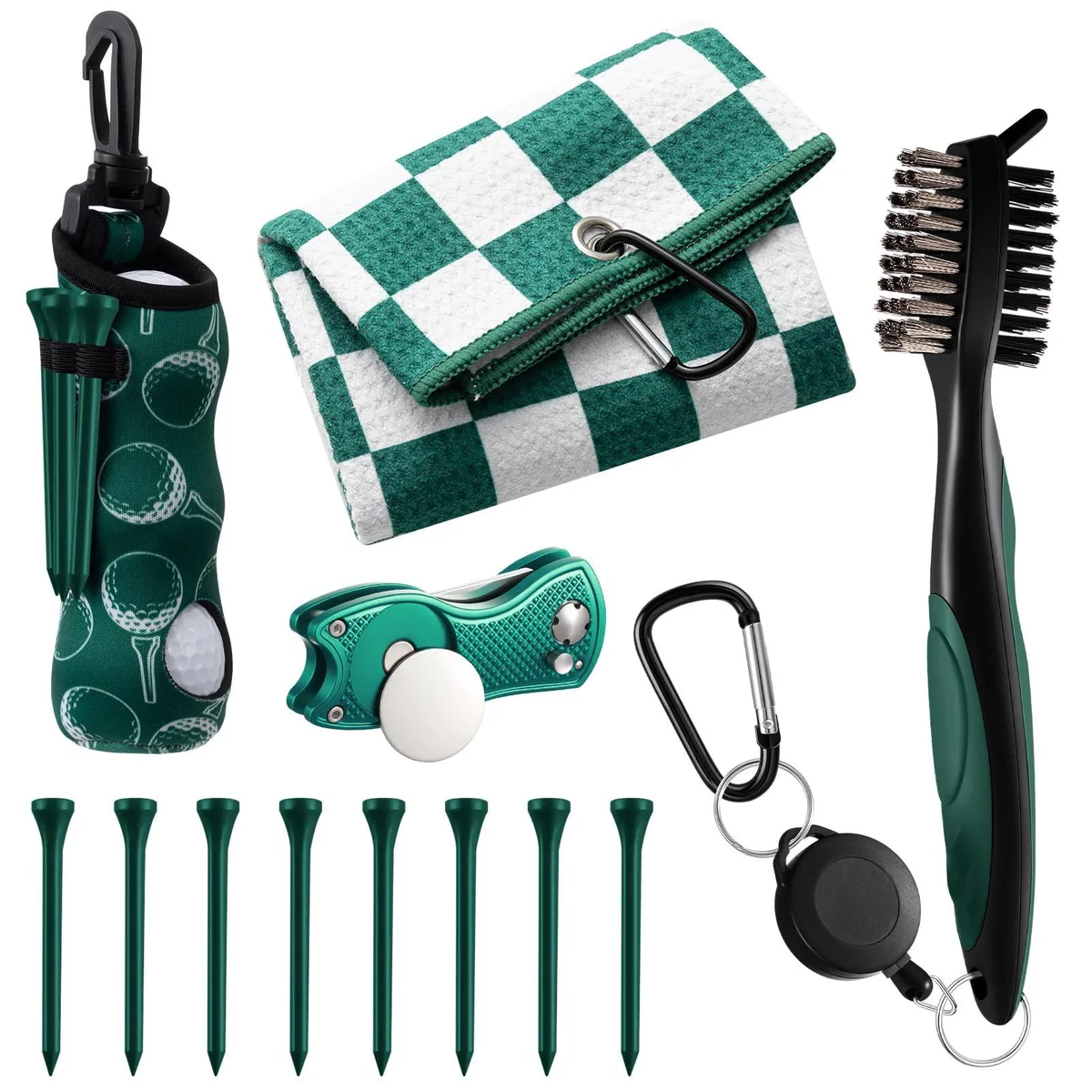  Liliful 12 Pcs Golf Accessories Kit Checkered Green — product photo