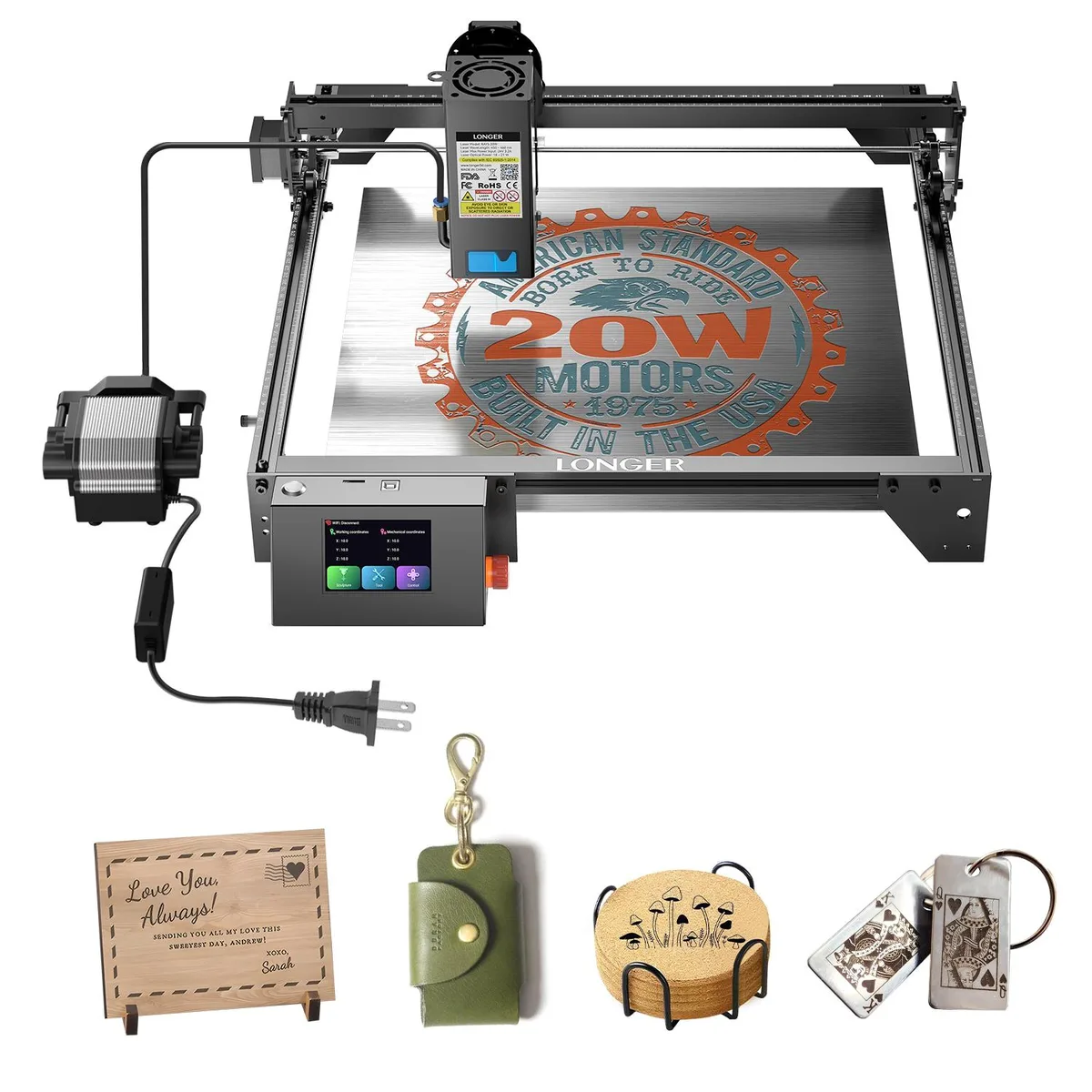 LONGER LONGER RAY5 20W Laser Engraver with Air Assist Kit — product photo