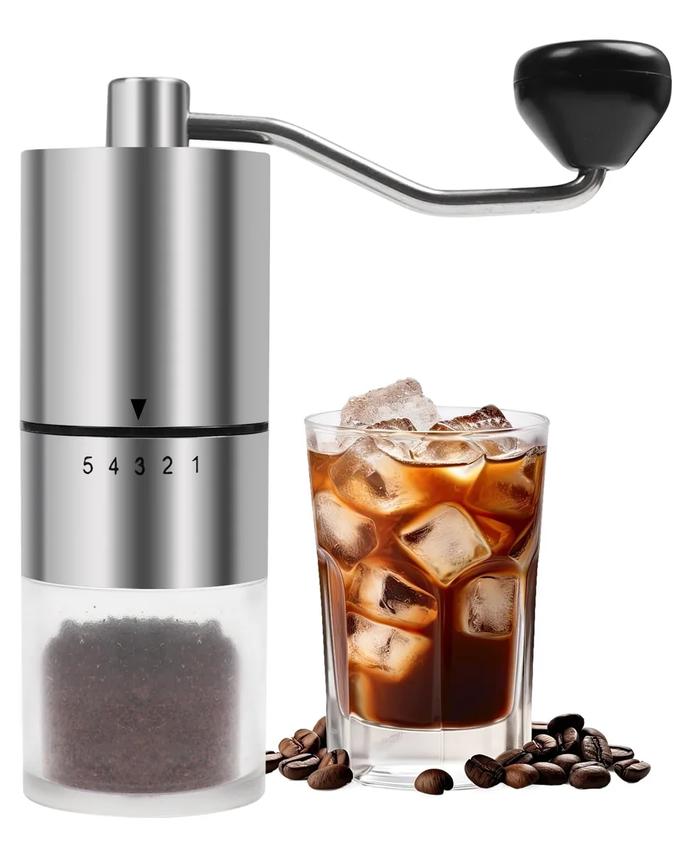  Rsoilch COGR001 manual coffee grinder, 5 settings, ceramic burr, stainless steel, 0.65 lb — product photo