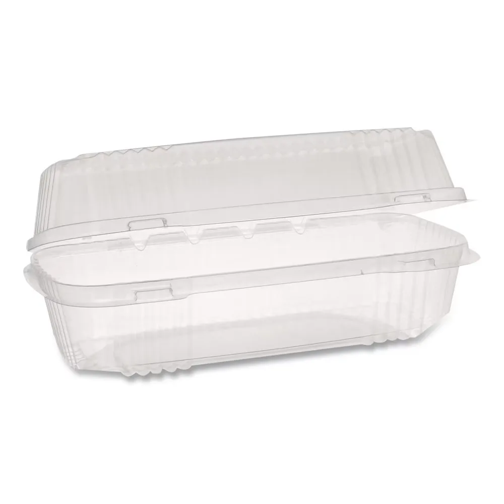 Pactiv Pactiv YCI810490000 ClearView SmartLock Hinged Lid Container 27 oz 9.3 x 4.5 x 3 Clear Plastic 250/Carton — product photo