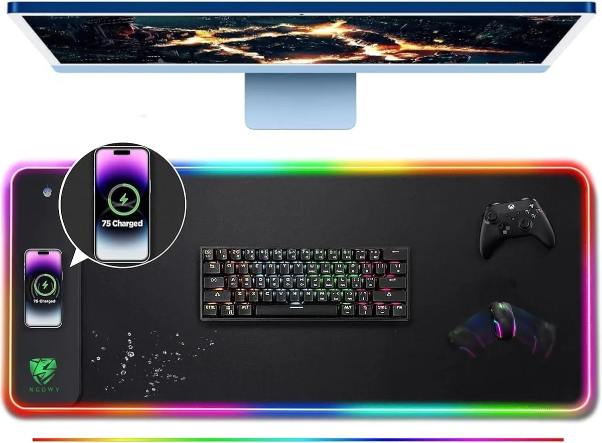  NGDWY Wireless Charging RGB Gaming Mouse Pad 15W 800x300x4MM — product photo