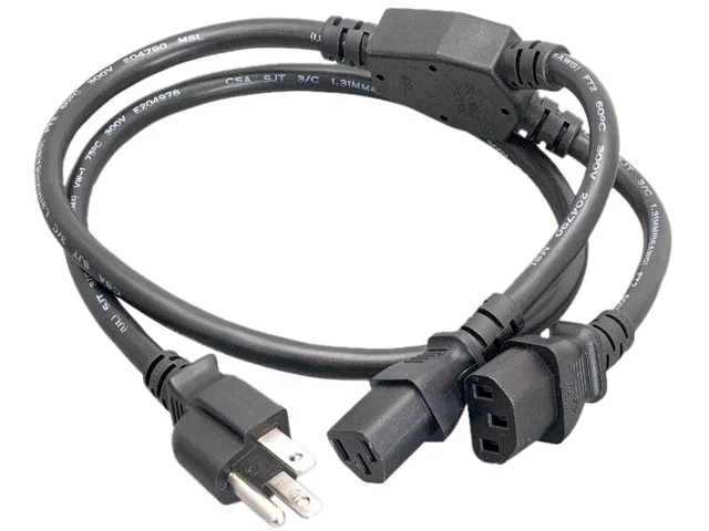 Nippon Labs Nippon Labs 30P-10W1-165P13Y-03 3 ft 16 AWG NEMA 5-15P to 2x C13 splitter computer power cord — product photo