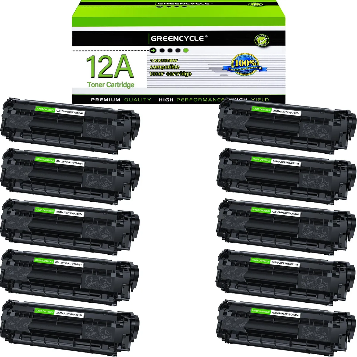 GREENCYCLE GREENCYCLE Q2612A Black Toner Cartridge 10 Pack — product photo
