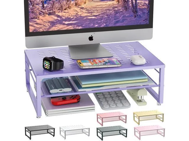 LORDWORLD LORDWORLD 2-Tier Metal Monitor Stand Riser Purple 15.7x10.2in 44lbs — product photo