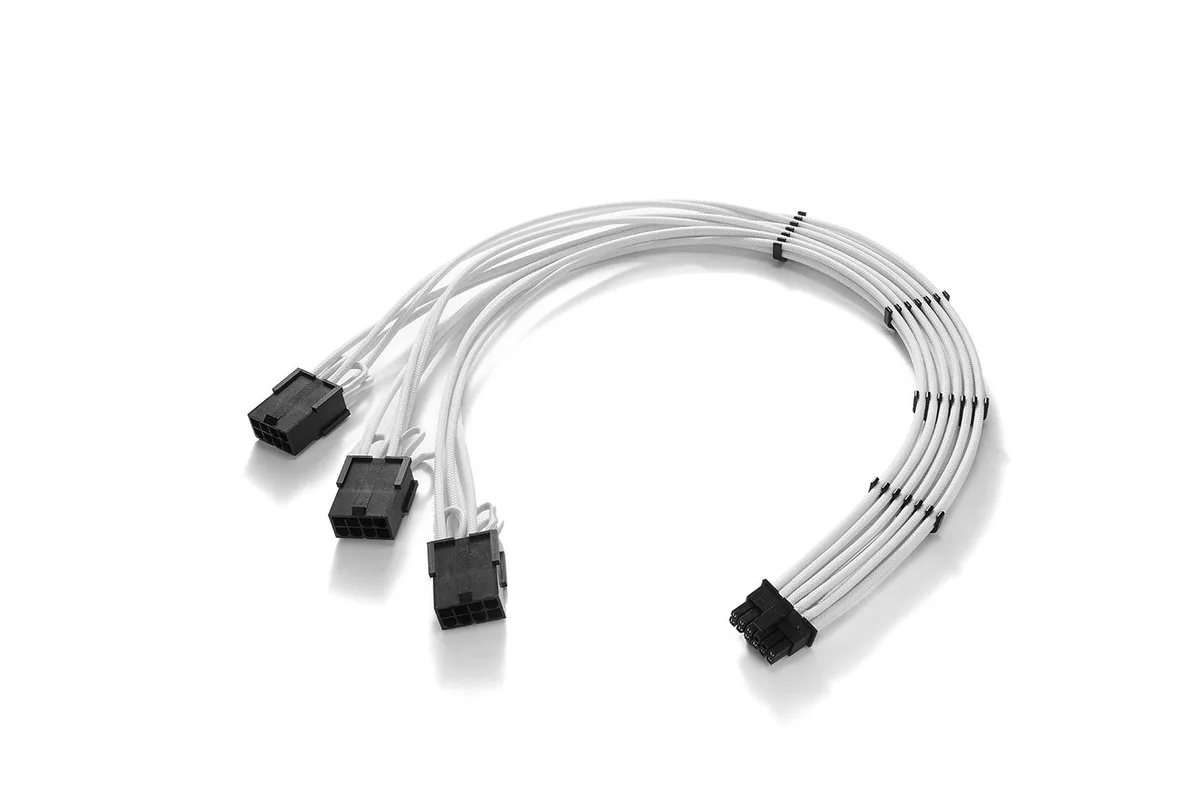 FormulaMod FormulaMod 16Pin (12+4) to 3x8Pin PCIe 5.0 Extension Cable 17.7in Black+White — product photo
