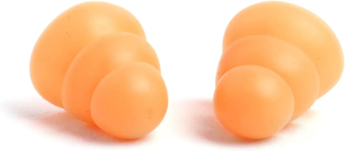 Ten pairs of orange silicone ear pods in individual bags