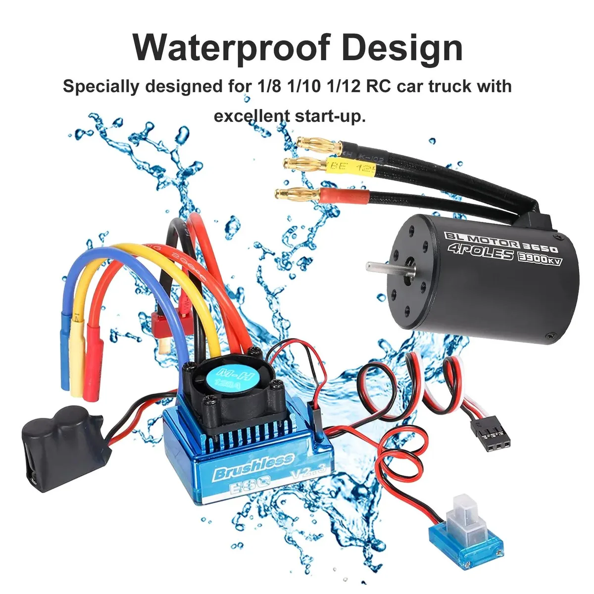 WUQ WUQ 3650 3900KV Waterproof Brushless Motor 120A ESC Combo Set car electronics accessory — product photo