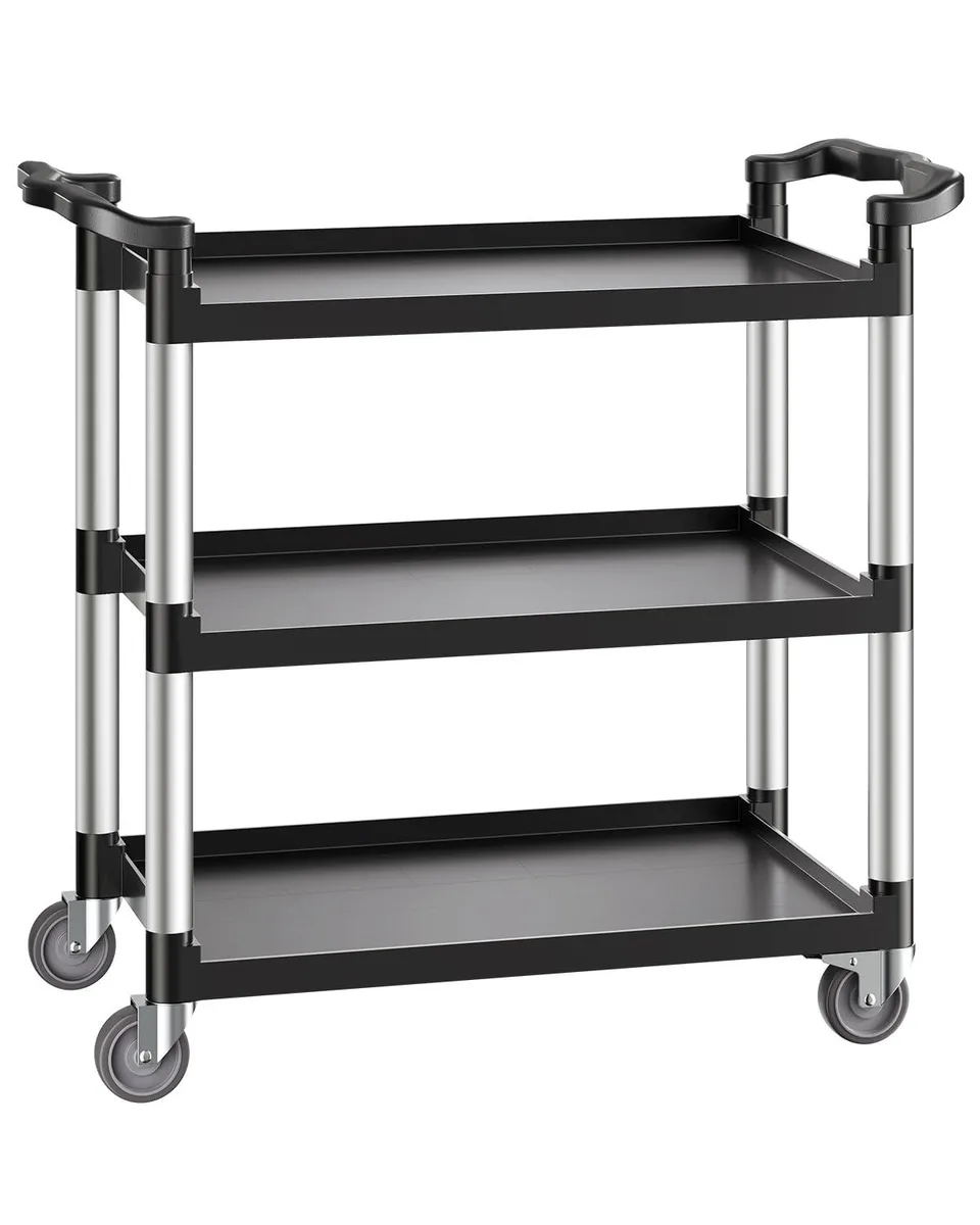  VEVOR Utility Cart 330 lbs 3-Tier Aluminum Black 41.73 x 19.3 x 38.5 in — product photo