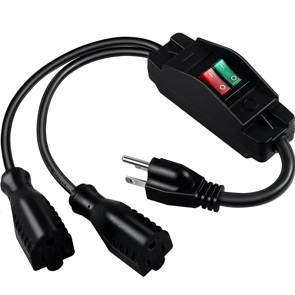  Makevivi 2 Way Extension Cord with On/Off Switch 1.6 Ft Black — product photo