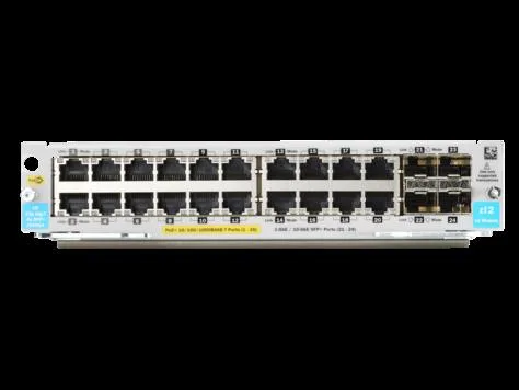 HPE HPE J9990A 20-port 10/100/1000BASE-T PoE+ 4-port 1G/10GbE SFP+ switch module — product photo