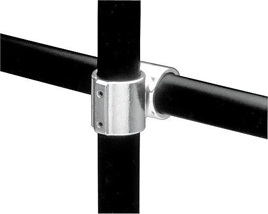 Aluminum cross pipe fitting, gray mill finish, 1 inch pipe size