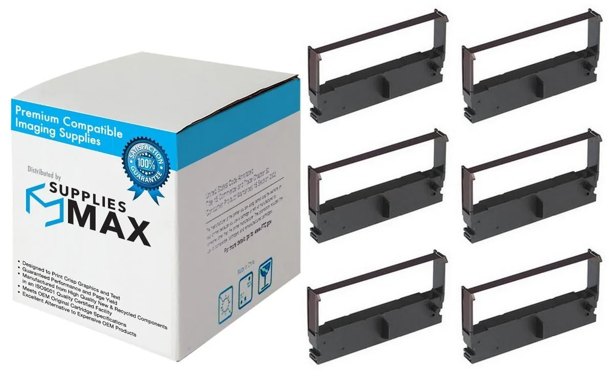 SuppliesMax SuppliesMax ER-350BKC-A Black POS Printer Ribbons 6 Pack — product photo