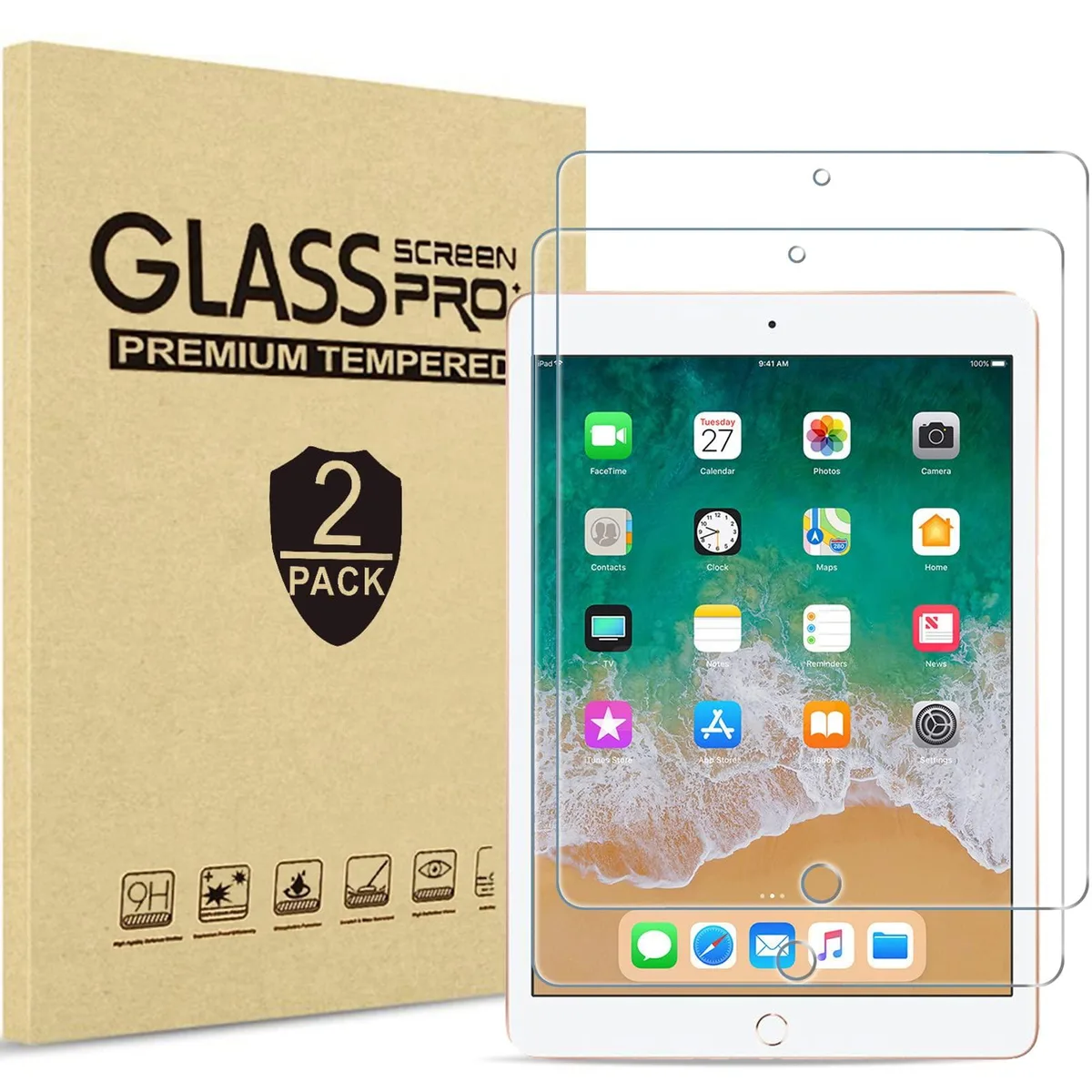 ProCase A1893 2 Pack Tempered Glass Screen Protector iPad 9.7 iPad Accessories — product photo