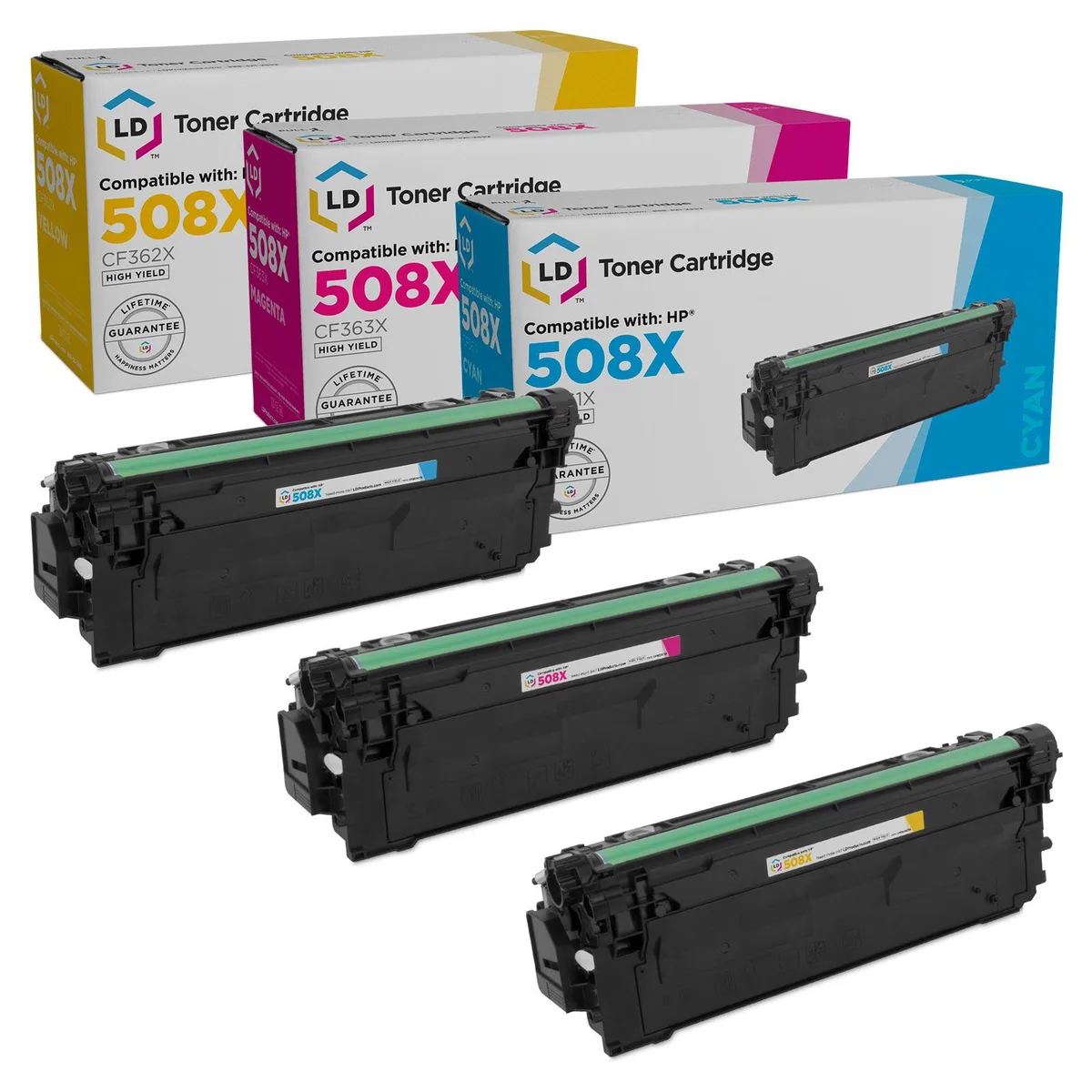 LD Products LD Products 508X Compatible Toner Cartridge Set (CF361X, CF362X, CF363X) — product photo
