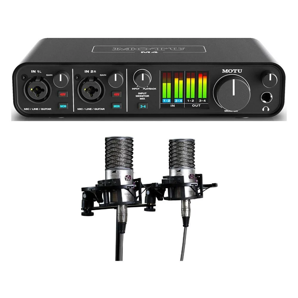 Motu Motu M4 4x4 USB Audio Interface Bundle + Aston Origin Stereo Pair — product photo