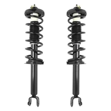 Pair of silver rear strut assemblies with coil springs and top mounts