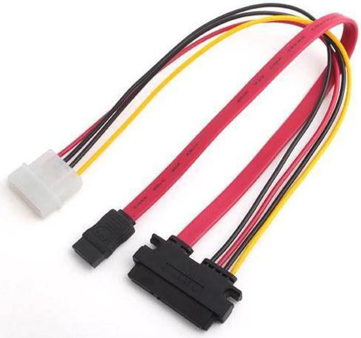 Vszerda Vszerda 50CM 22 Pin SATA III 6Gbps Data Power to SATA 7pin Molex 4pin Combo Cable Red — product photo
