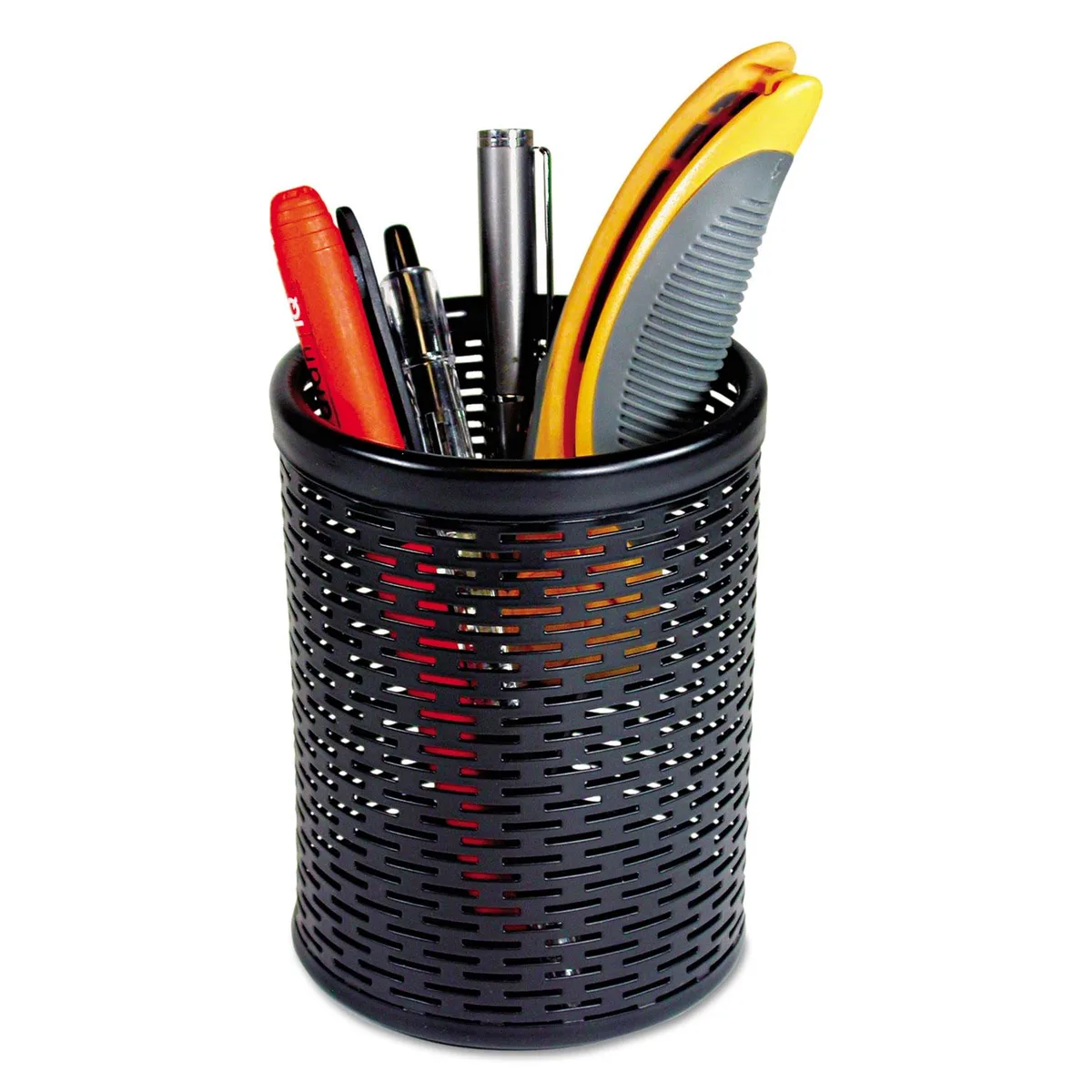 Artistic Products Artistic Products ART20005 Punched Metal Pencil Cup 3.5 x 4.5 Black office furniture — product photo