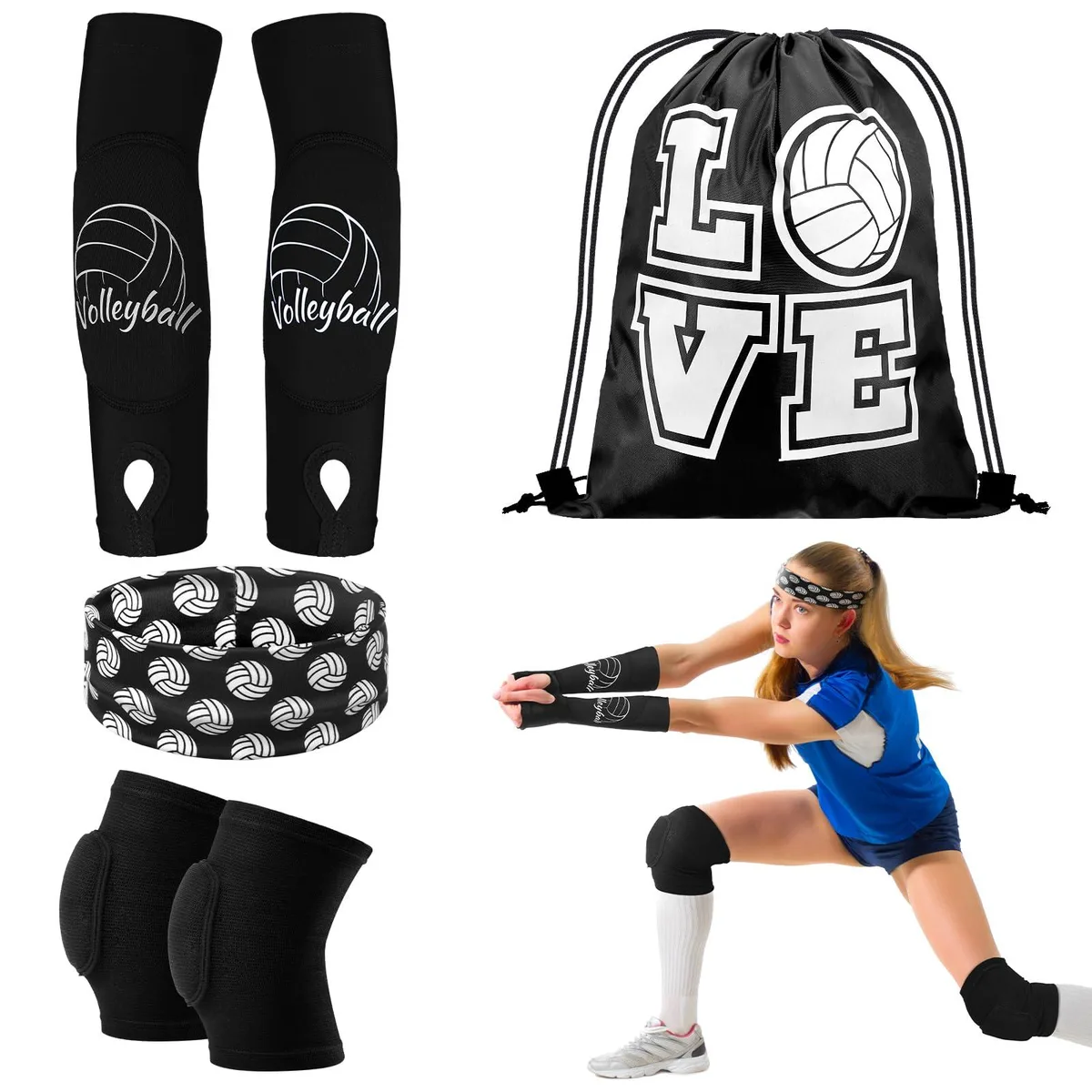  Yinder Volleyball Protective Gear Set 4 Pcs Medium Black — product photo