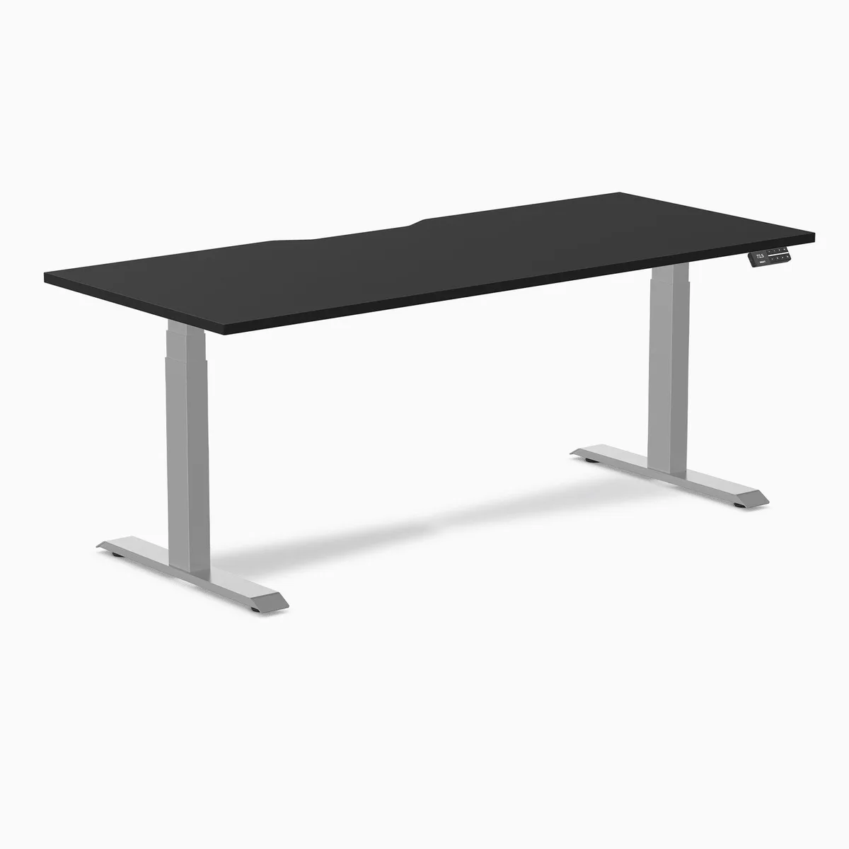 Desky Desky Dual Scalloped Laminate Sit Stand Desk Black/Gray 70.9x29.5in office furniture — product photo