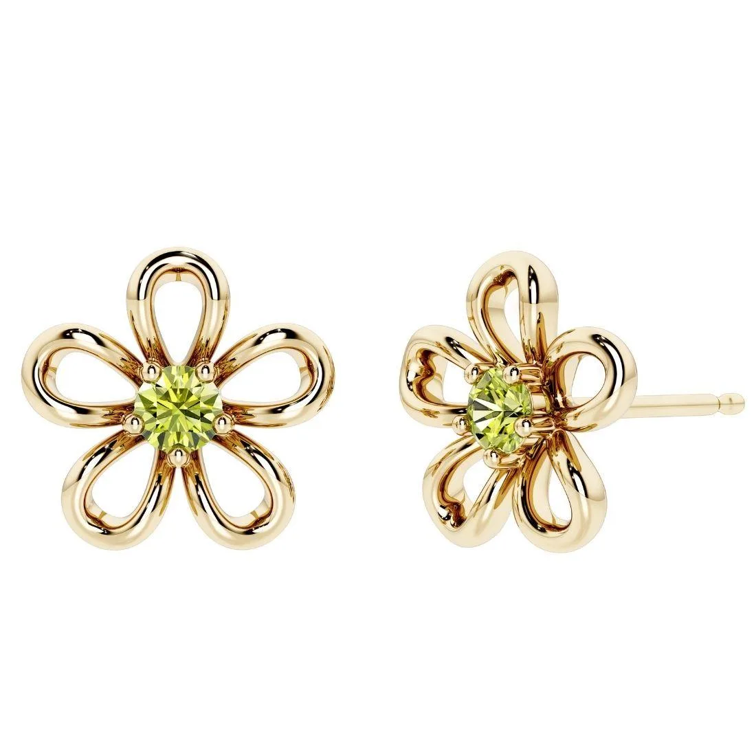 Oravo Oravo .5 ct Peridot Sterling Silver Gold Plated Stud Earrings 2.8 g — product photo