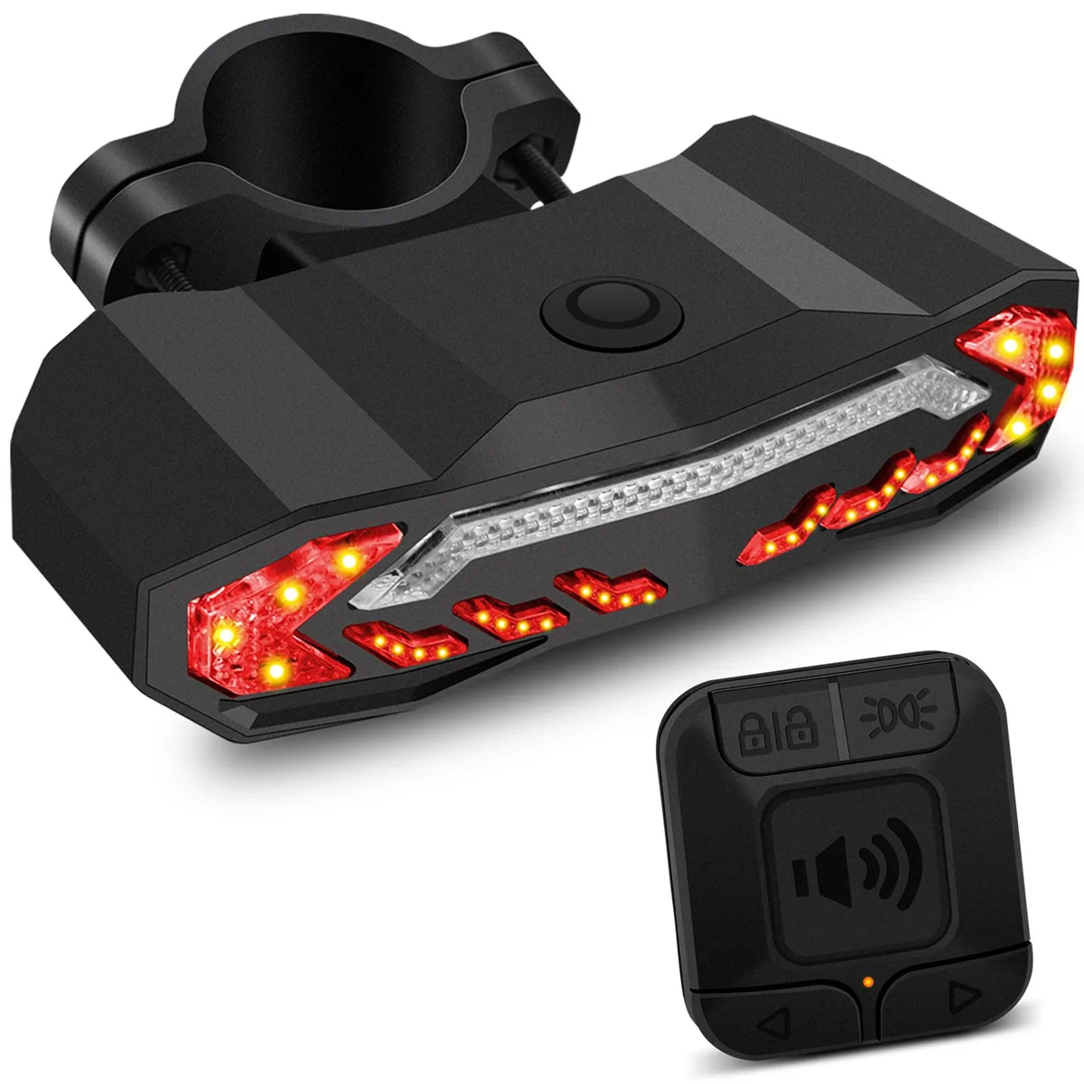 GREENCYCLE GREENCYCLE Smart Bike Tail Light with Turn Signals, IP65 Waterproof, 110dB Horn, 160LM, 31 LEDs, Multi-Color — product photo